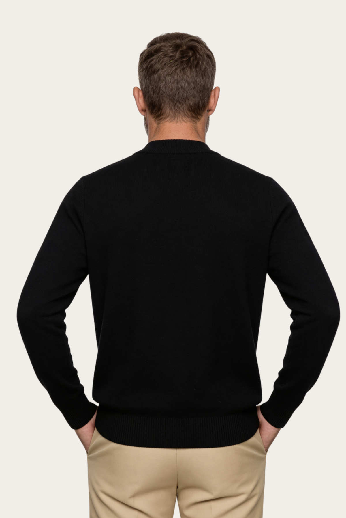 Siyah Wool Bisiklet Yaka 2